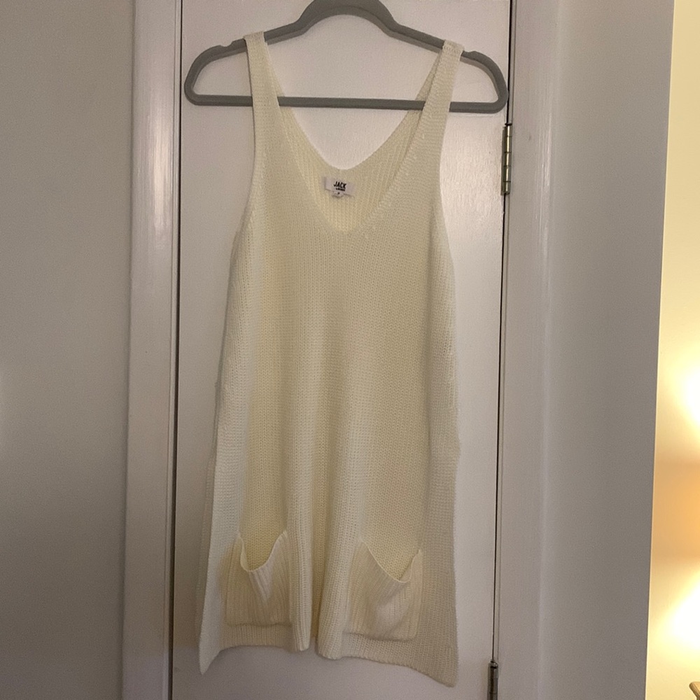 Sweater This Way Ivory Sleeveless Sweater Top